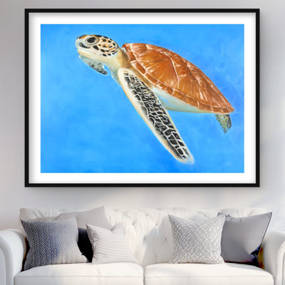 Tortue de mer, impression côtière matte encadrée pour la décoration intérieure