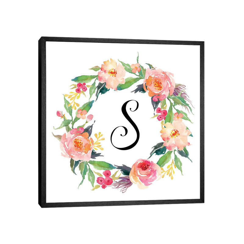 S (Initial) - Painting on Canvas, Black Framed, 45.72 cm H x 45.72 cm W
