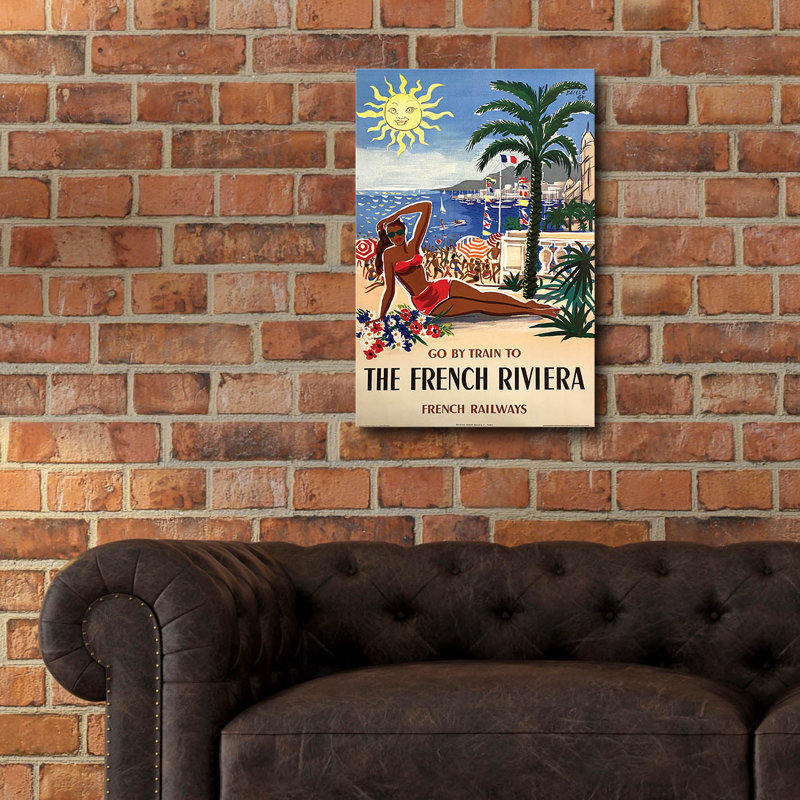 «Go By Train To The French Riviera 1955» par Herve Baille, H 24 po x l 16 po x P 0,2 po