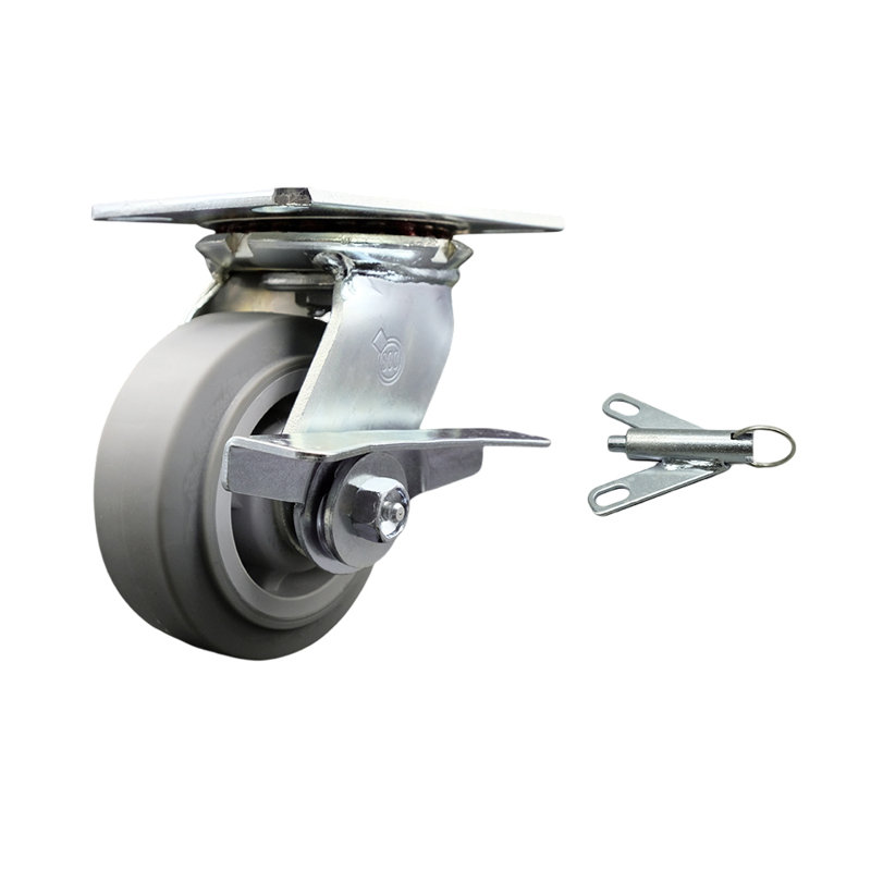 5 Inch Thermoplastic Rubber Caster with Roller Bearing and Brake/Swivel Lock SCC