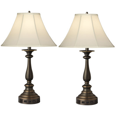 Ensemble de lampes de table en bronze Madison 29 "avec prise USB et prise Traditional