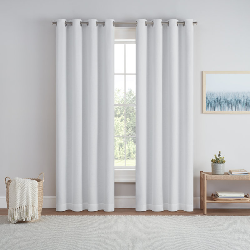 Blackout Curtain Single Panel, White, 50" W x 63" L