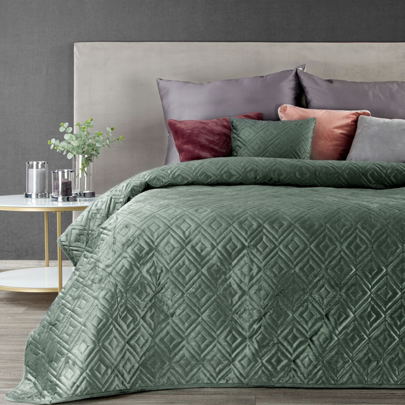 Gamaliel Solid Colour Bedspread, W170 x L210cm, Dark Mint