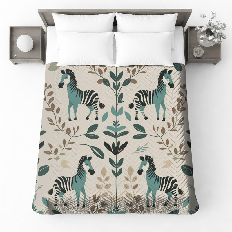 Zèbre Botanical Illustration Bedding Zebra couvre-lit animal, Grand lit