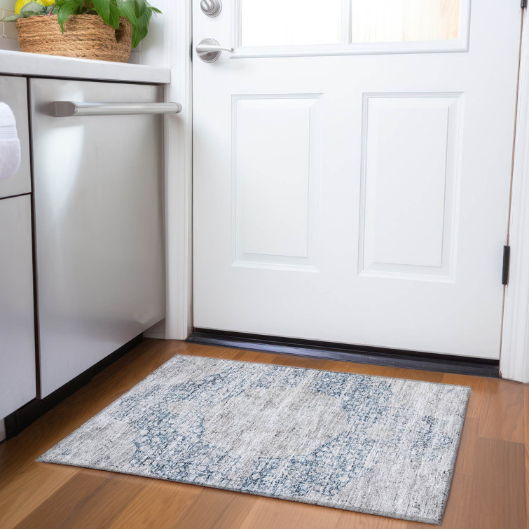 Machine Washable Indoor/Outdoor Cicel ACN1146 Blue Rug