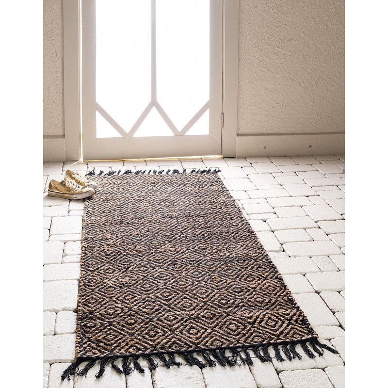 Tapis onyx en coton tressé à la main Rovel, Rectangle 10 pi x 14 pi