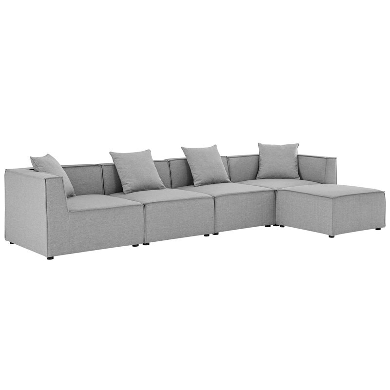 Canapé modulaire d'extérieur 5 pièces Modway Saybrook, Gris