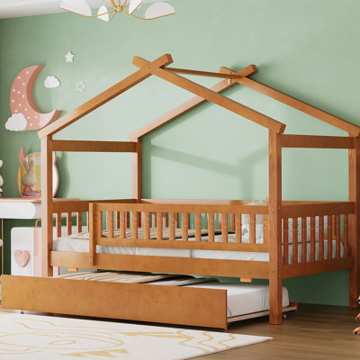 Lit simple en bois avec lit gigogne, conception créative et durable pour les chambres d'enfants