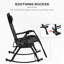 Ensemble de chaises berçantes d'extérieur 2 pièces, chaise berçante inclinable et pliable inclinable avec coussin, porte-gobelet et téléphone, conception combinée avec pieds pliants, noir-1961362467