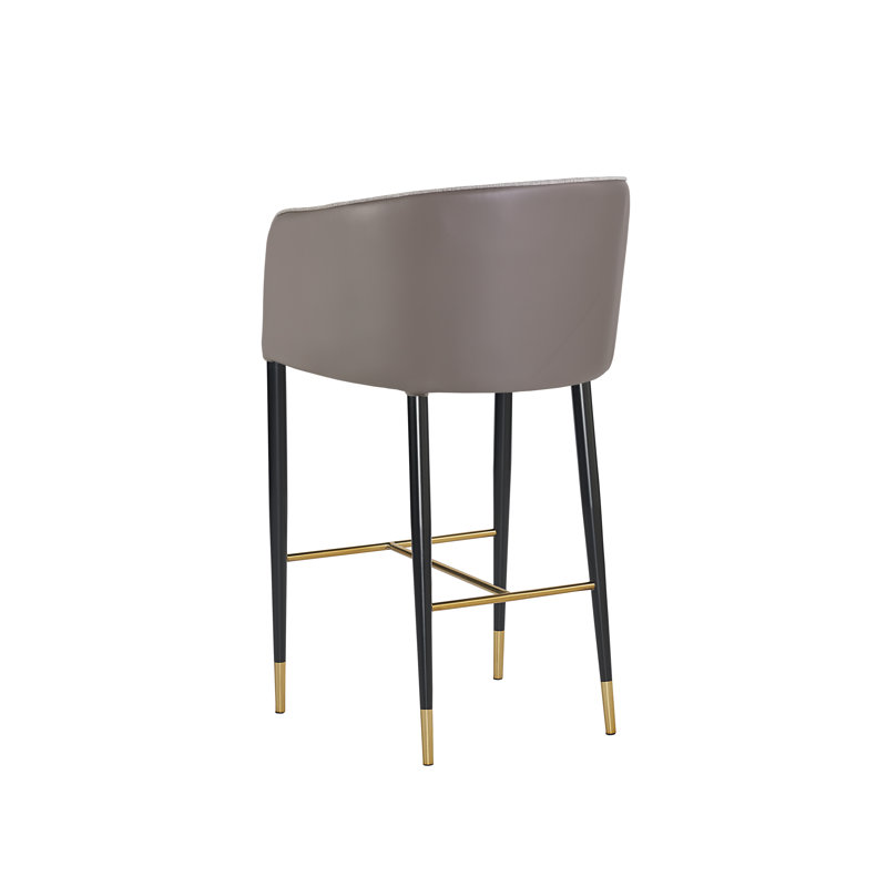 Upholstered Stool with Metal Frame, Bar Stool (30" Seat Height), Black