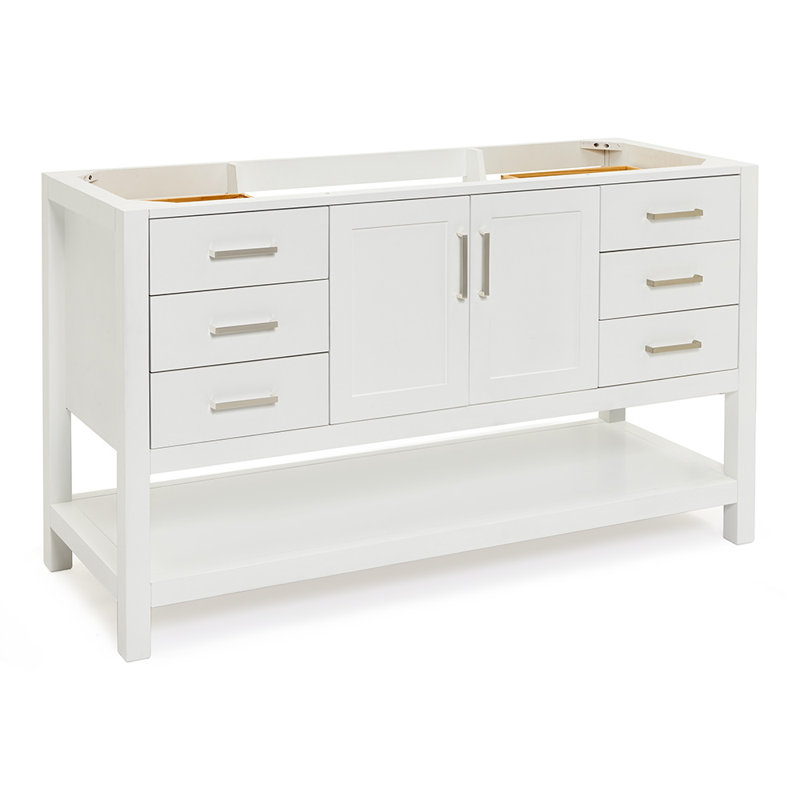 Base de meuble-lavabo simple 60 po Pawley seulement, Blanc