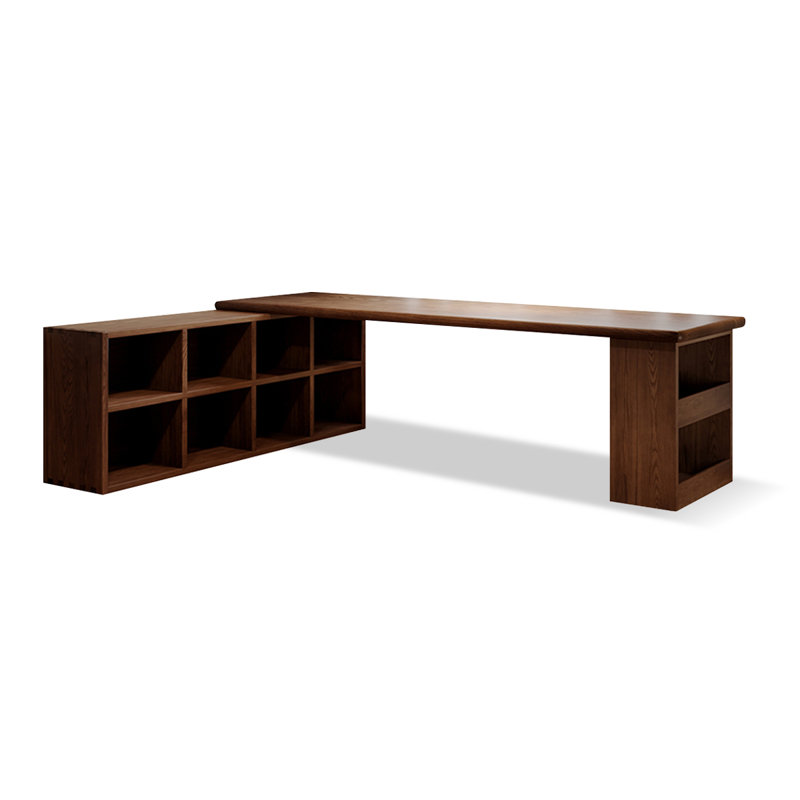 Nut-brown Rectangular Solid Wood  desk, 29.53" H x 78.74" W x 23.62" D