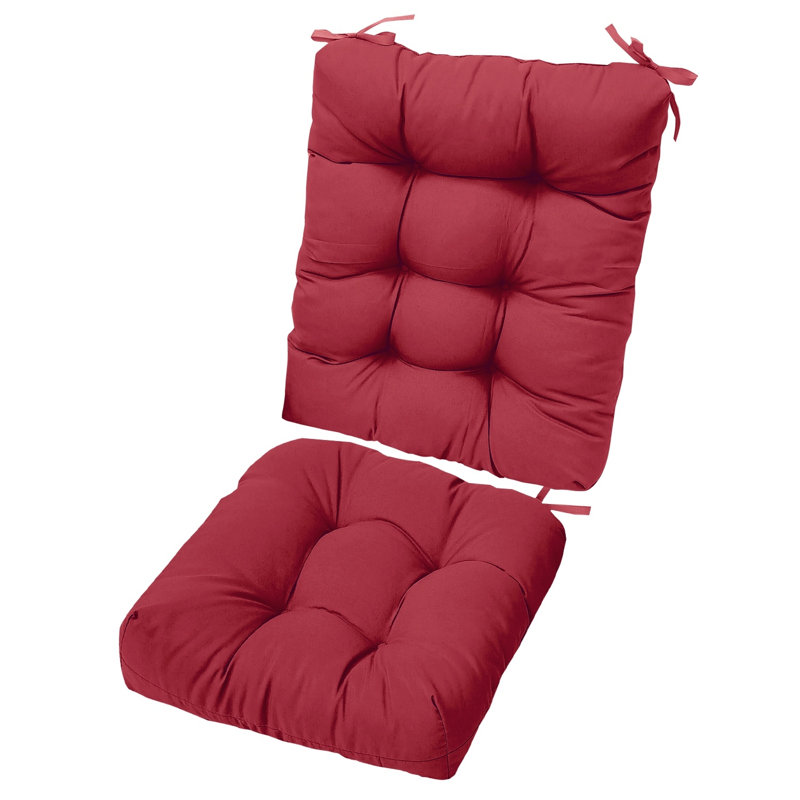 Ensemble de coussins de chaise berçante: dossier et siège 2 pièces avec attaches antidérapantes, rembourrage en fibre de polyester