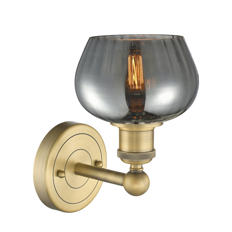 Canute Armed Sconce, Plated Smoke, Brushed Brass