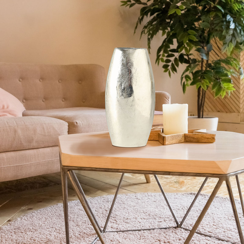 Sculptural Silver Aluminum Vase