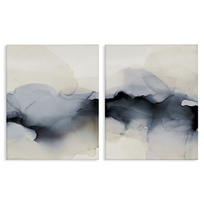 Mysterious Abstract Obscure Watercolor 2 Piece Canvas Wall Art Set by Kippi Leonard