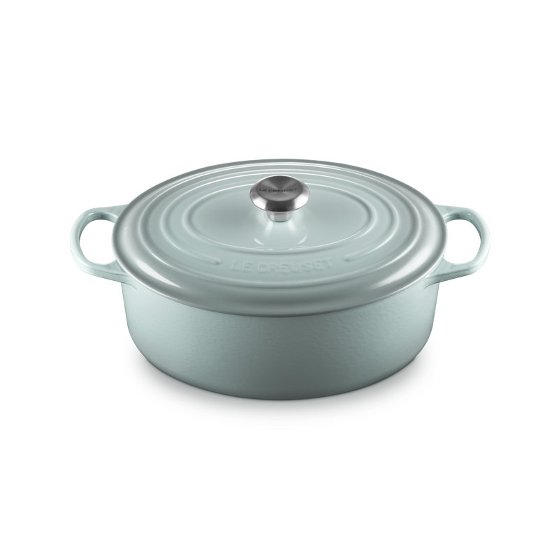 Le Creuset Enameled Cast Iron Oval Dutch Oven with Lid, Sea Salt, 6.75 quarts