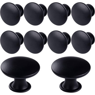 Paquet de 10 boutons d'armoire - Poignées de tiroir rondes en alliage d'aluminium avec vis pour quincaillerie de porte de salle de bain