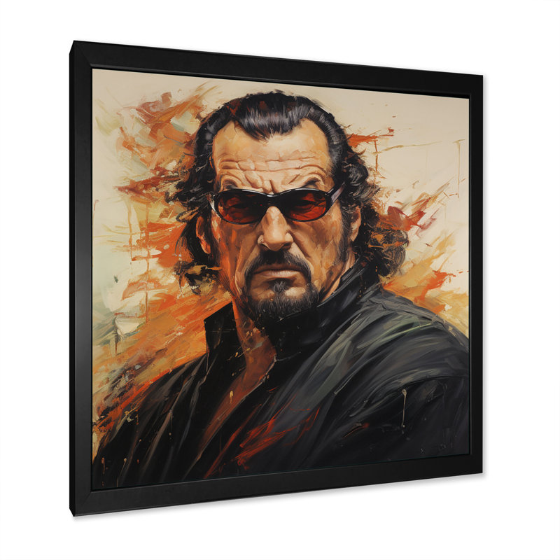 Steven Seagal Portrait - Celebrity Wall Art Prints, Cadre simple noir, H 30 po x l 30 po x P 1 po