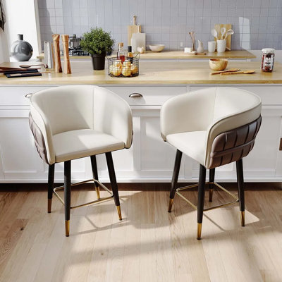 Vera - Modern Counter Height Faux Leather Bar Stools Set Of 2