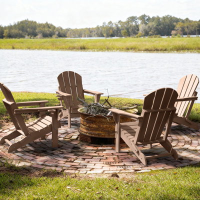 HDPE Outdoor Adirondack Foldable Chair Set Weather-Resistant  Fire Pit Chair With Cup Holder 4PCS
