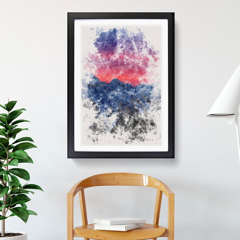 Mountain Sunset in Sion Switzerland - Picture Frame Painting Print, Black Framed, 33cm H x 24cm W x 2cm D