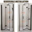 Porte de douche à charnière pliante semi-sans cadre et pivotante noir mat