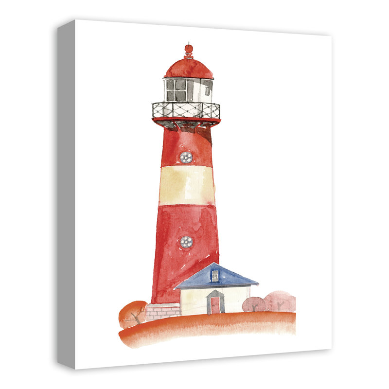 Phare rouge sur toile, H 20 po x l 16 po x P 1,25 po
