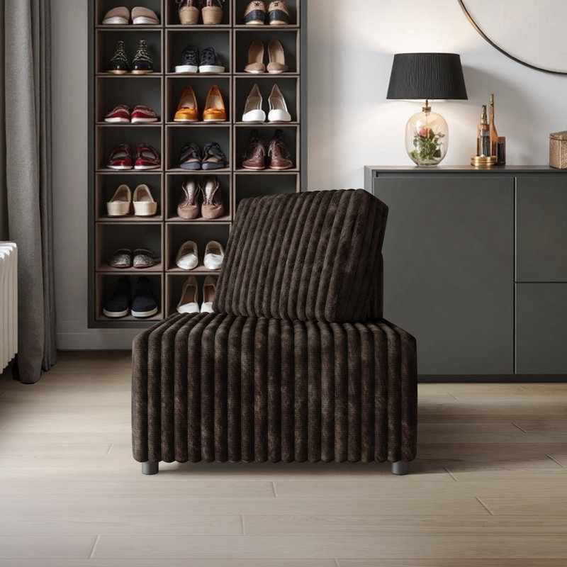 Corner Seat In Beige Velvet, Brown