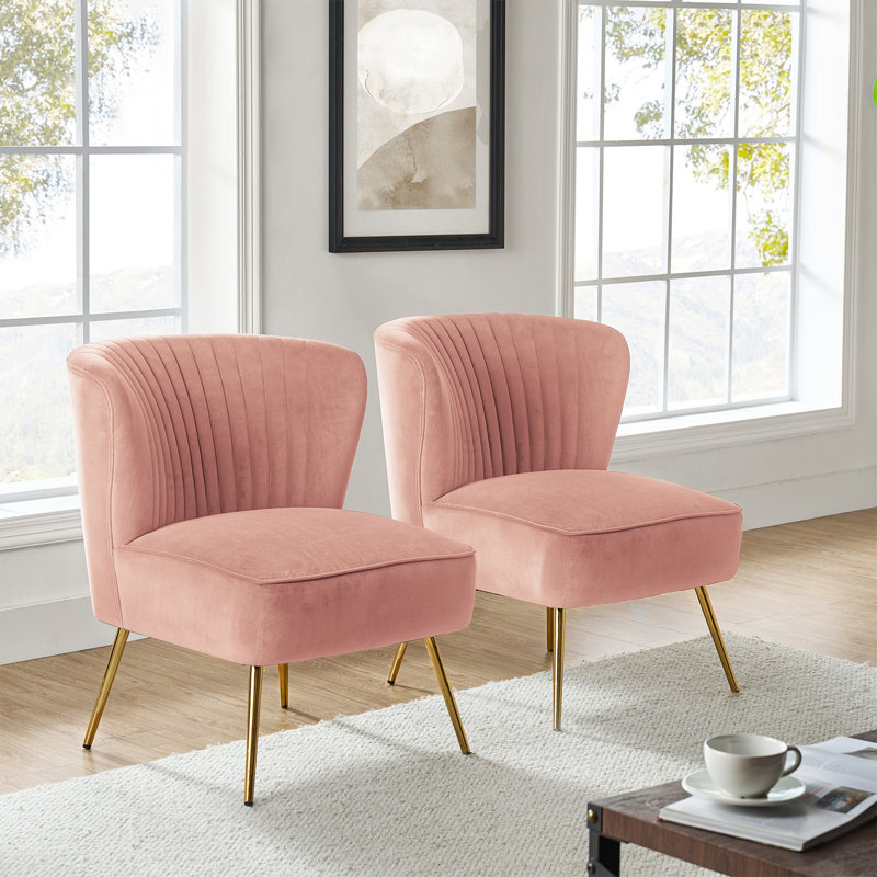 Fauteuil d'appoint Euclid, Velours rose