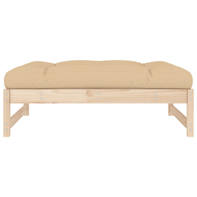 Assiah Solid Wood Outdoor Bench, Brown, Beige