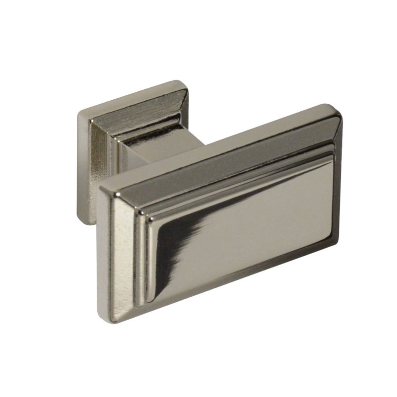 1.3" Length Rectangle Knob, Polished Nickel