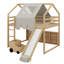 Lit mezzanine en bois avec cadre en forme de maison et auvent de style tente-114355517-114355515