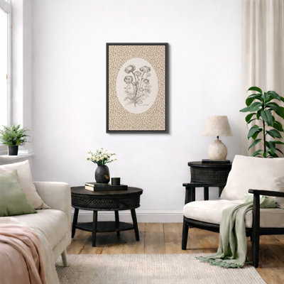 Œuvre d'art botanique rétro vintage, images de chambre à coucher, impression sur toile encadrée