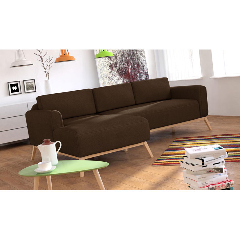 Joshua 3 Seater Corner Sofa , Brown, Left Hand Facing