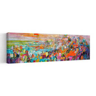 Island In The Setting Sun Abstract Colorful Vibrant City Coastal Wall Art