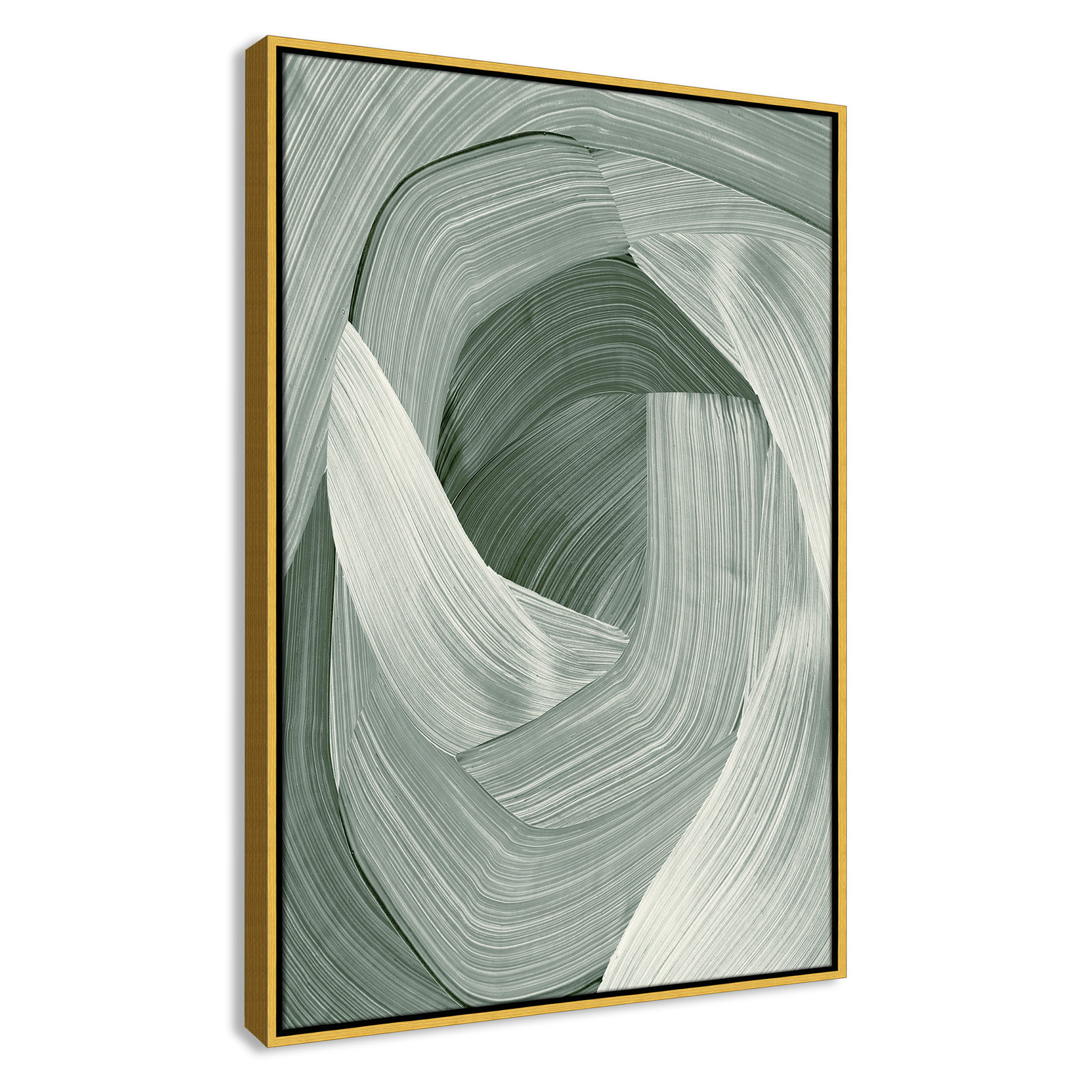Enriched Emerald - Floater Frame Graphic Art Print on Canvas, Gold , 37.5" H x 25.5" W