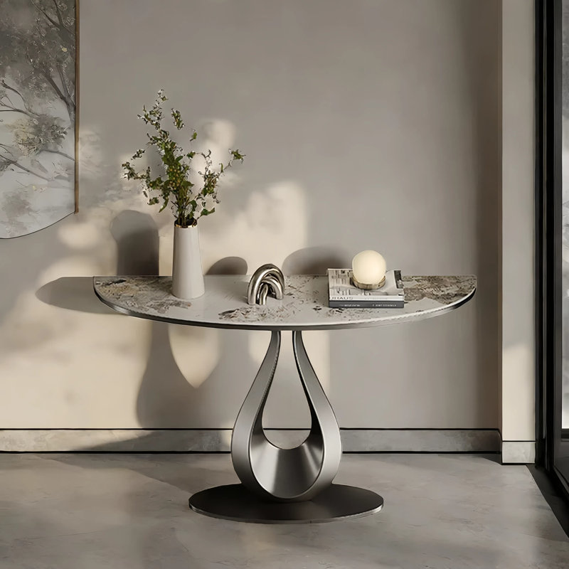Console de luxe en acier inoxydable, H 33,5 po x l 59,1 po x P 13,8 po, Gris