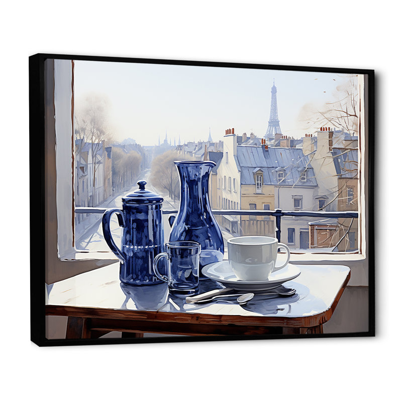 Gris gris urbain parisien - City Paris, art mural, Cadre flottant noir, H 30 po x l 40 po x P 1,5 po