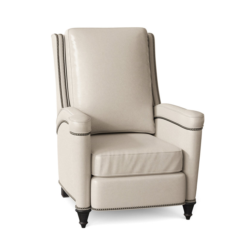 Mayes Recliner, Aline Light Gray Stonewash Genuine Leather, Plantation, Gunmetal