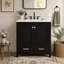 Meuble-lavabo noir de 76 cm (30 pouces) avec lavabo simple, meuble combiné, lavabo encastré et rangement multifonctionnel