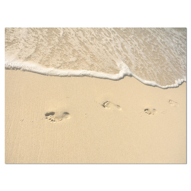 Footprints in Sand on the Beach Photographic Print on Wrapped Canvas, 30" H x 40" W x 1" D