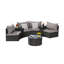 Ensemble de canapé modulaire d'extérieur demi-lune 7 pièces avec table basse ronde en verre trempé-130593240-130593242