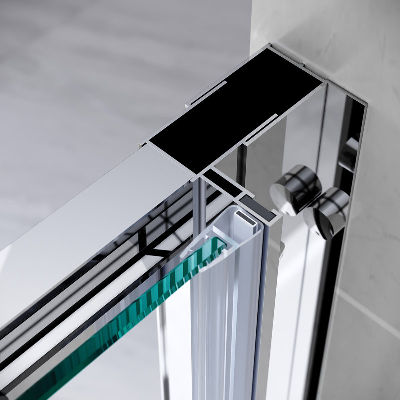 Firger 110mm W x 185mm H Single Added Framed Shower Door with Clear Glass, 185cm H x 100cm W 
