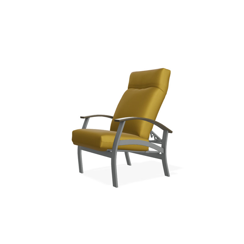 Chaise de patio inclinable avec coussins Askar, Jaune 43A, Bois de plage P40, Graphite texturé