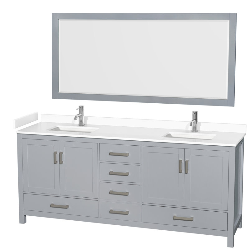 Sheffield 79" Double Bathroom Vanity Base Only, Gray