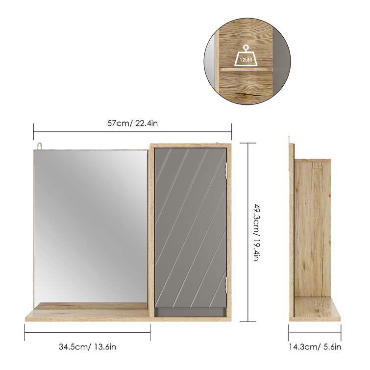 FaFurn™ Narrow Bathroom Medicine Cabinet Frameless Mirror 12 X 36 Inch