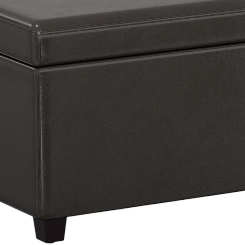  Banc de rangement rembourré en similicuir et en bois massif de 54 pouces avec plateau rabattable brun foncé, Dark Brown