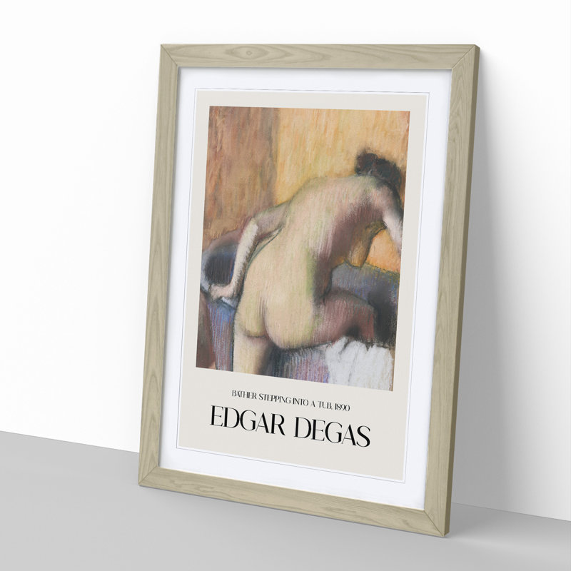 Bather Stepping into a Tub by Edgar Degas - Picture Frame Graphic Art, Oak Framed, 36cm H x 27cm W x 2cm D