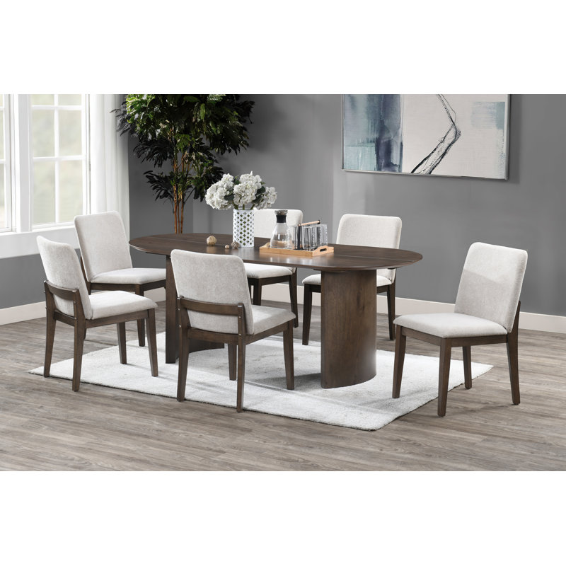 Ensemble de table de salle à manger 7 pièces Darrah, Beige, 7 pièces : table, 6 chaises